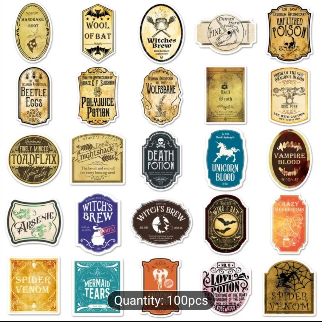 10 PCS Vintage Potion Labels Stickers BRAND NEW Version B