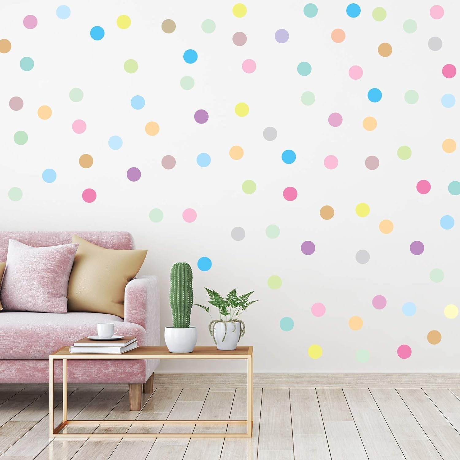 240 Pieces Polka Dots Wall Decals 2 Inch Multi-Color Rainbow Vinyl Dots Removabl