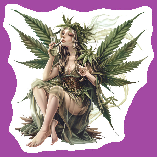 Marijuana Fairy Vinyl Sticker Weatherproof Stoner Gift 420 Weed Decal Fairycore