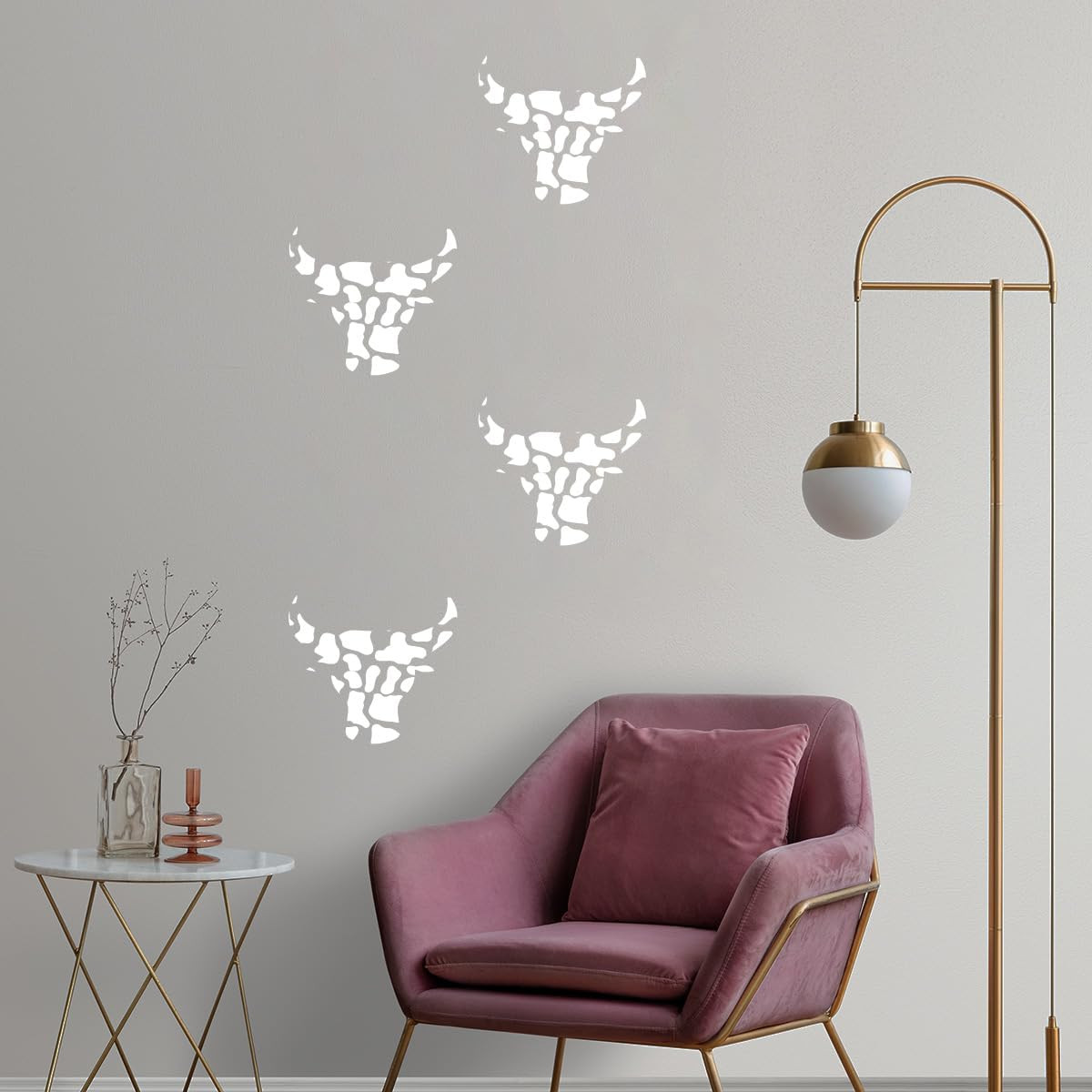 Set of 64 Vinyl Wall Art Decal – Cow Pattern – Cows Spots Adhesive Stickers A…