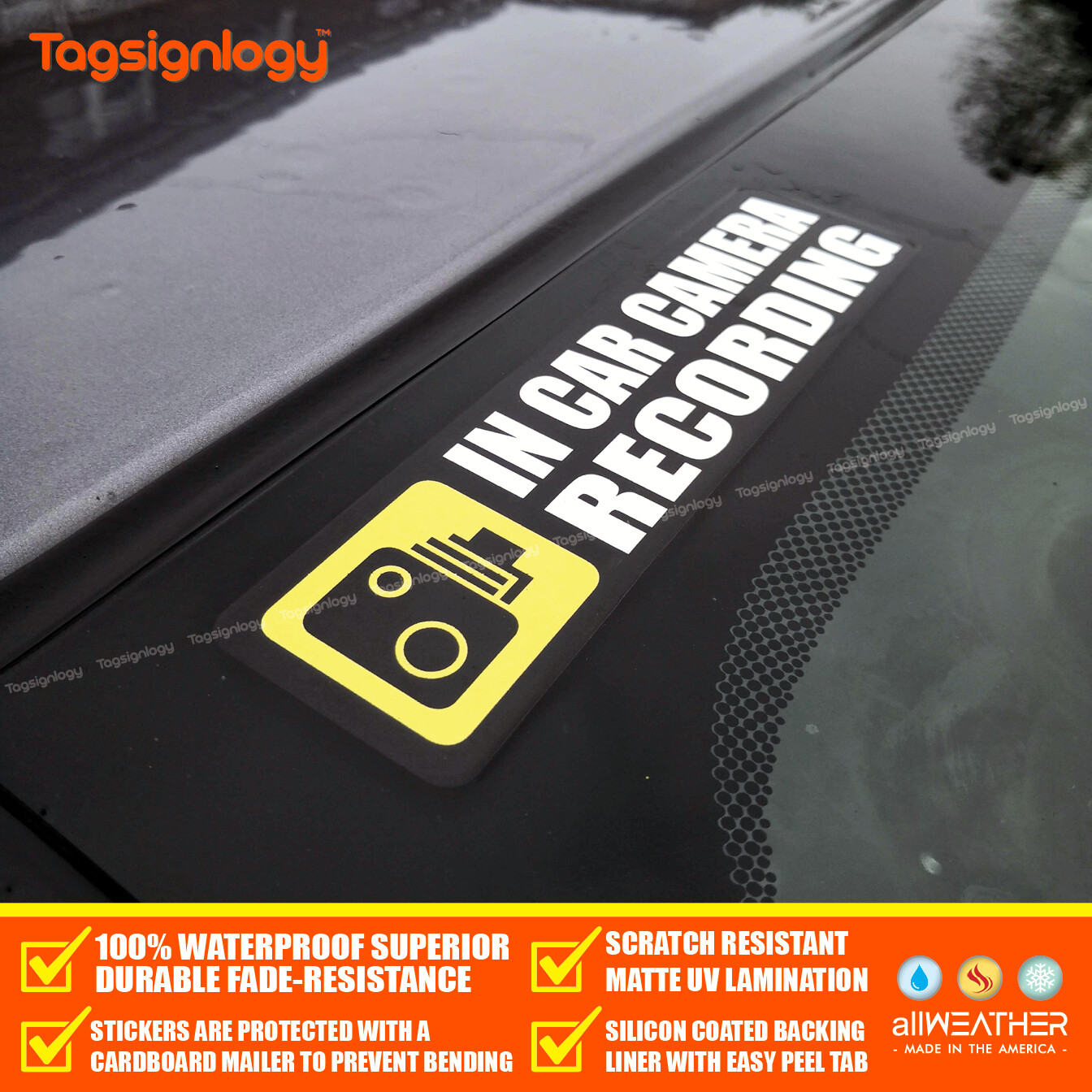 (2 pcs) In Car Camera Recording Dash Cam on Board Bumper Body Waterproof Sticker
