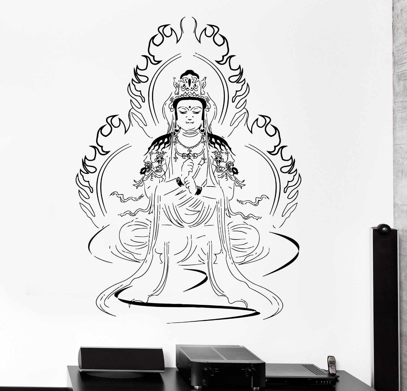 Wall Decal Great Buddha Mandala Mantra Chakra Meditation Vinyl Sticker (z2876)