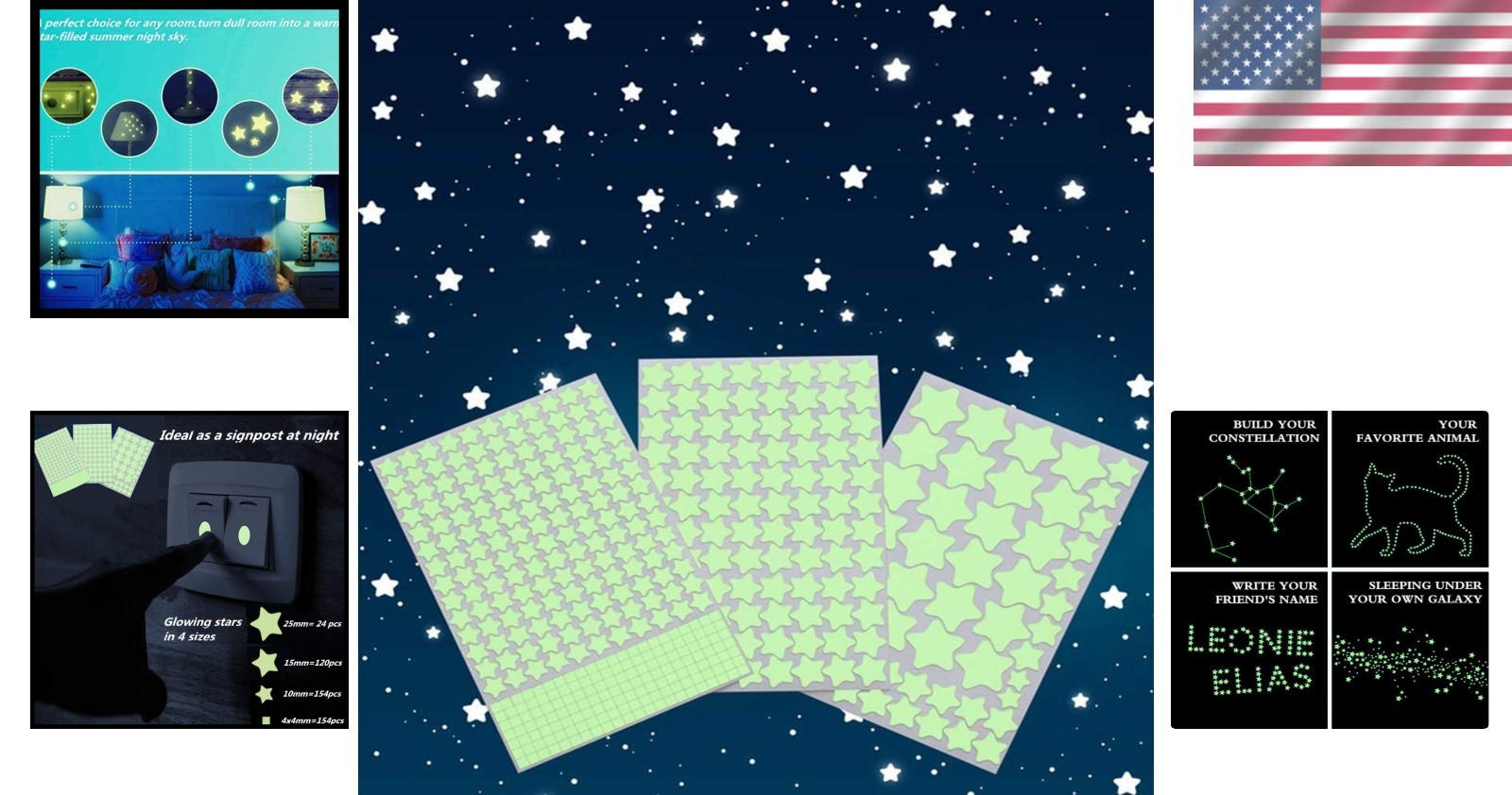 Enchanting Glow Stars Wall Decals – 452-Piece Kids Bedroom Set for Sweet Dreams