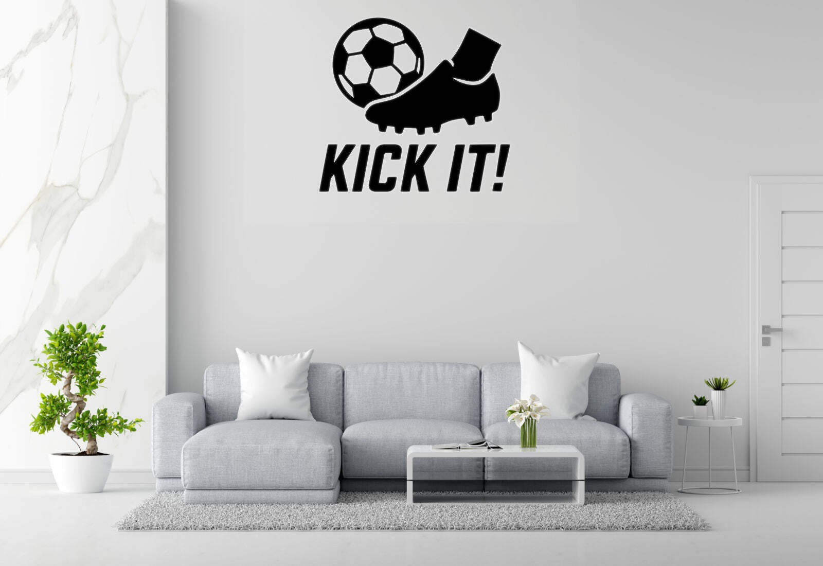 Kick It! – Soccer Sports Wall Decal Vinyl Sticker Removable