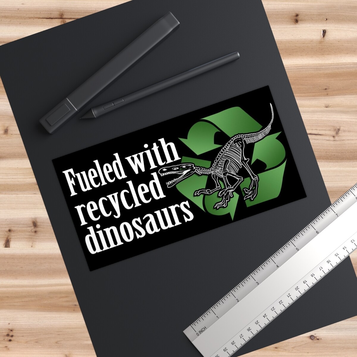 Recycled dinosaurs Black background premium water-resistant vinyl Bumper Sticker