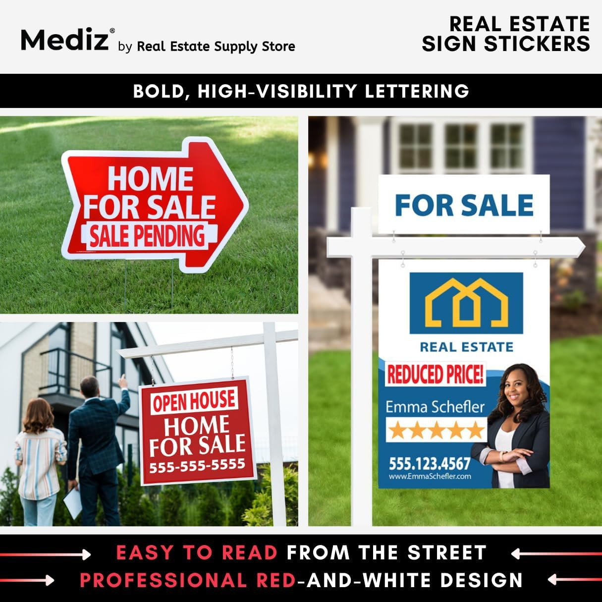 Real Estate Listing Vinyl Sign Stickers – Removable & Reusable – Pack of 10 (Ope