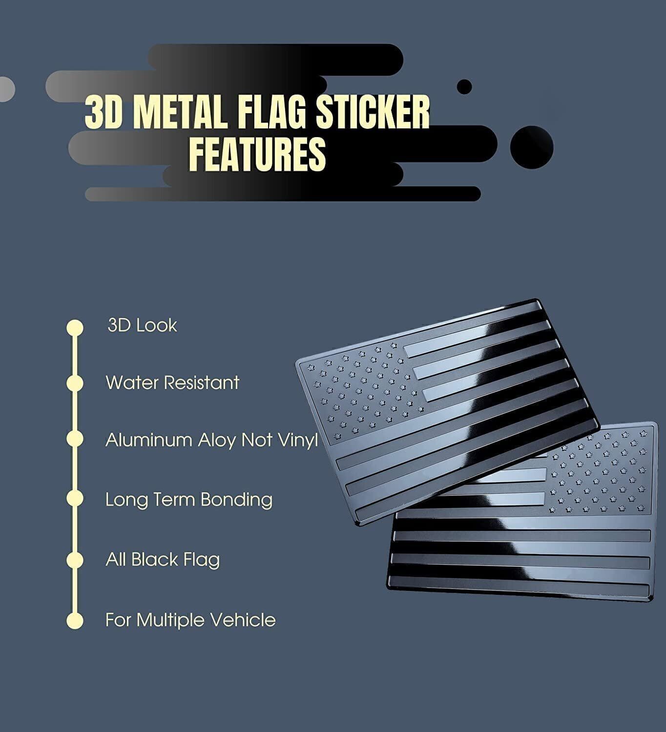 New 2PCS Metal USA Flag Sticker American Car Truck Decal Emblem Black US