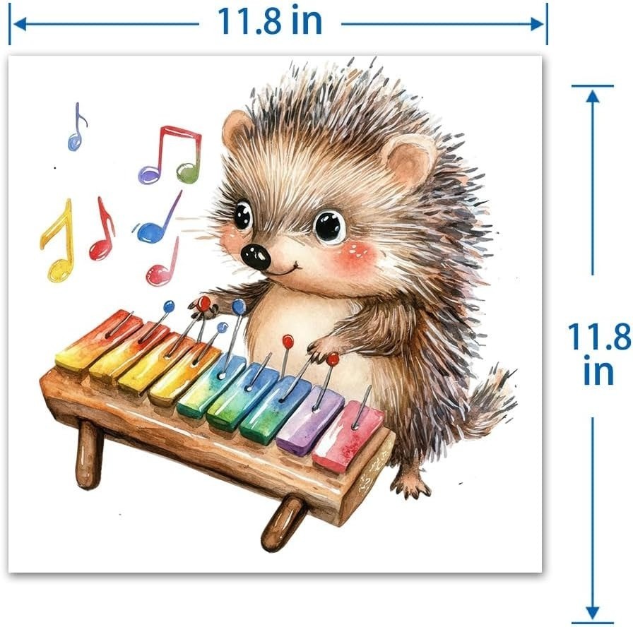 Hedgehog Xylophone Wall Decal Removable Vinyl Sticker Kids Room Decor 11.8in