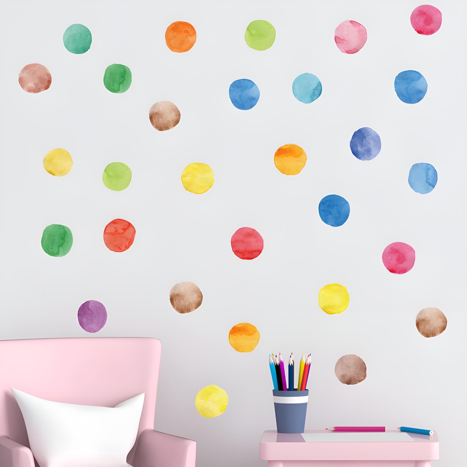 Colorful Polka Dot Wall Decals, Room and Nursery Decor, Dots Wall Sticker Rai…
