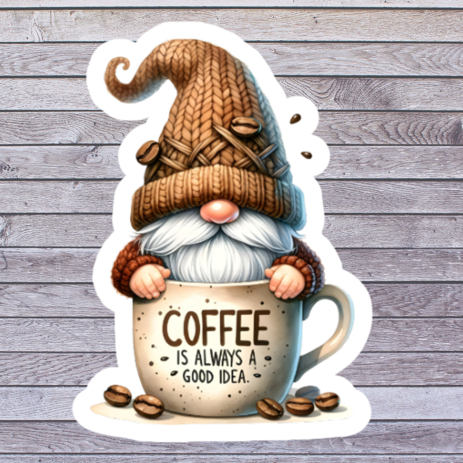 Coffee Sticker Vinyl Decal Gnome Coffee Is Always A Good Idea Cute Funny