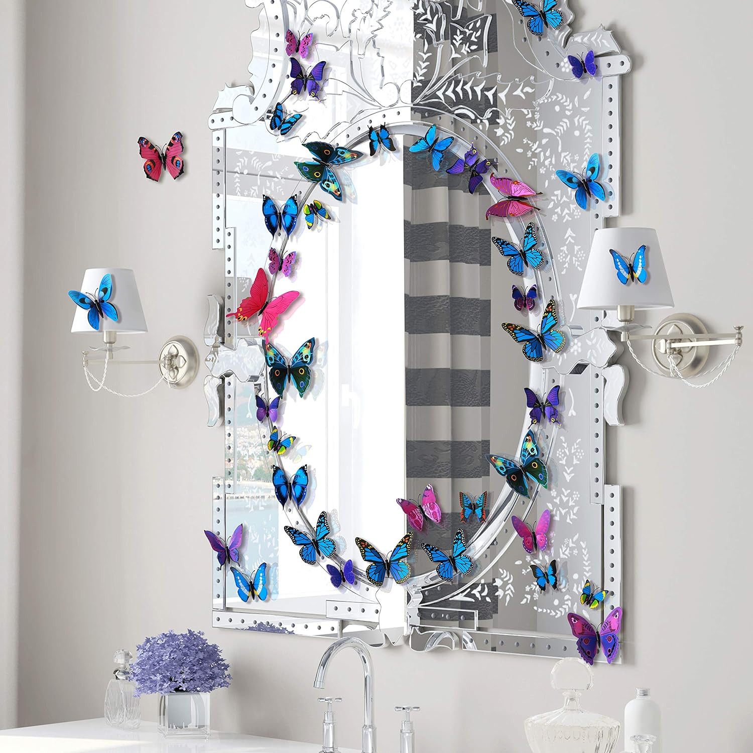 24Pcs 3D Vivid Special Man-Made Lively Butterfly Wall Stickers Removable Butterf