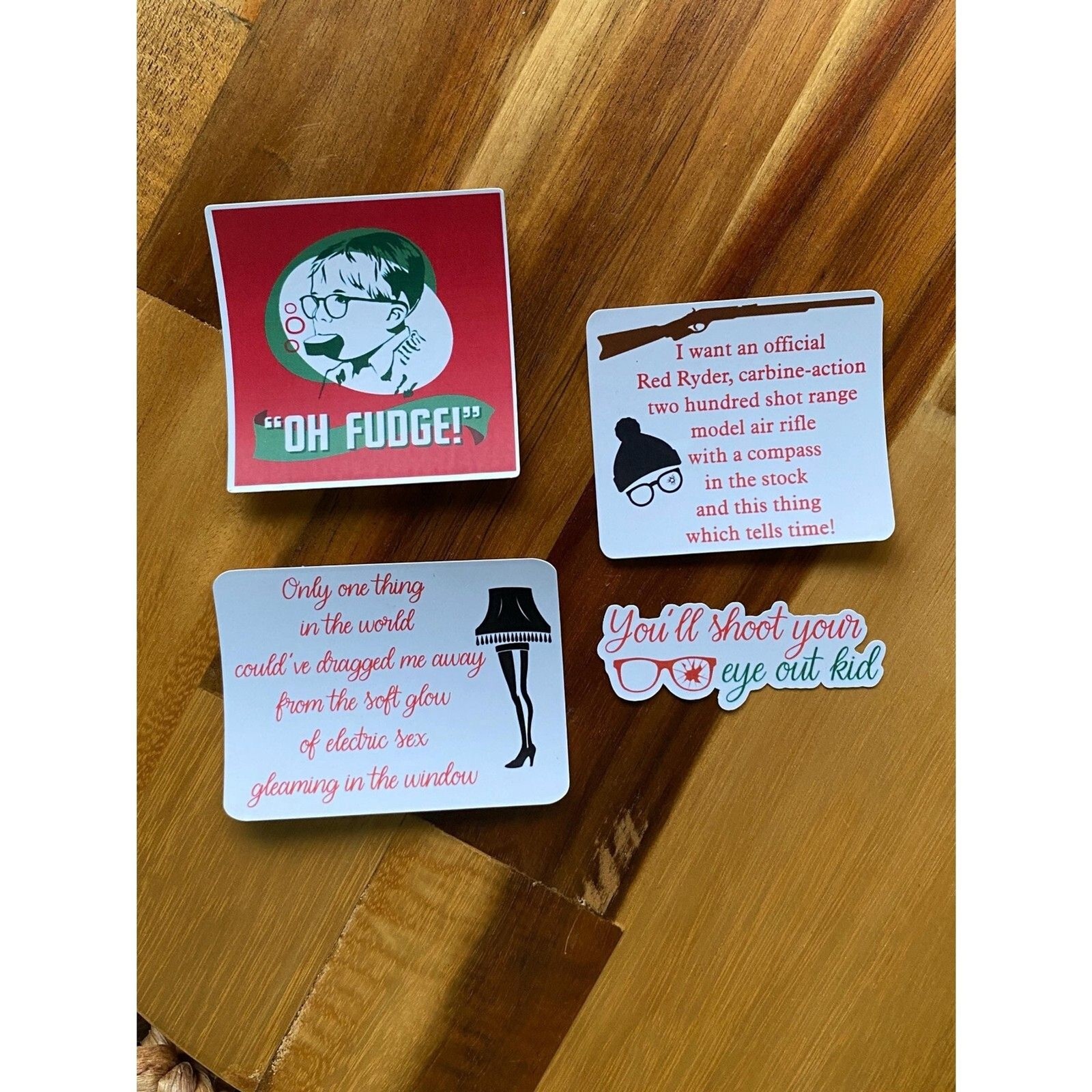 A Christmas Story Sticker Set (4) Ralphie Waterproof Movie Inspired Leg Lamp