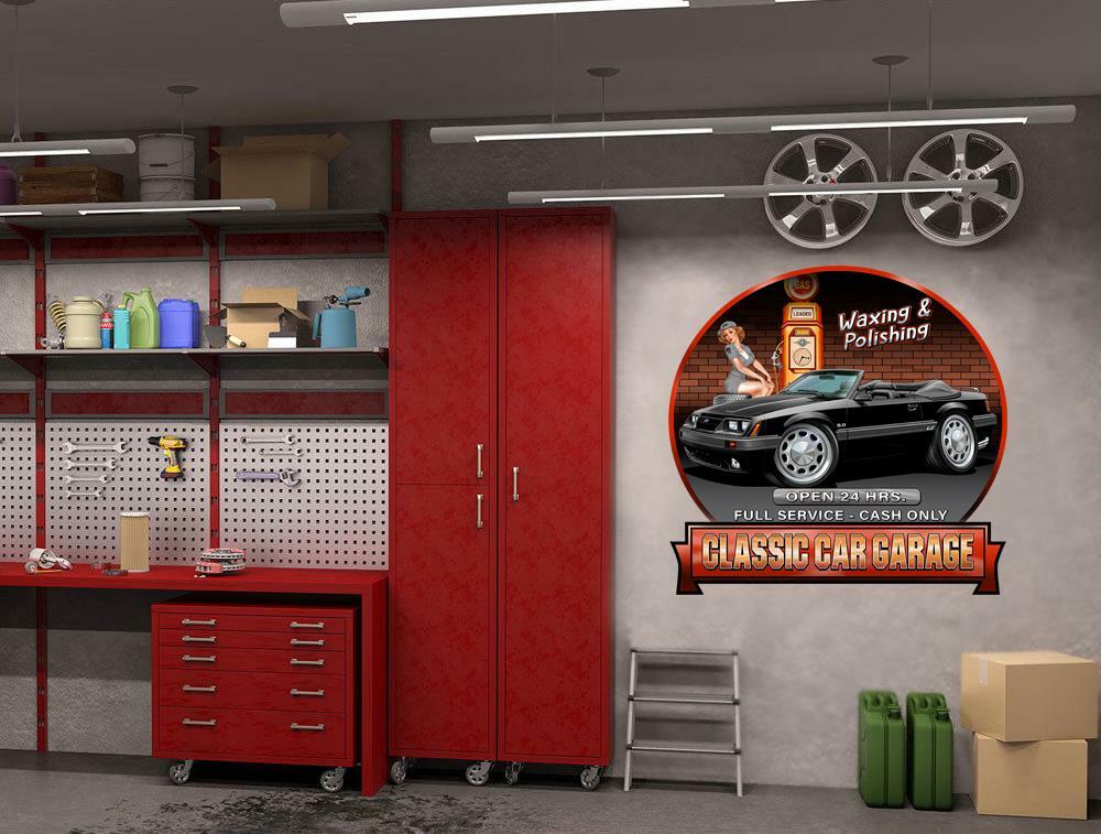1985 1986 Ford Mustang GT 5.0 Convertible Gas Pump Sign Wall Art Graphic Sticker
