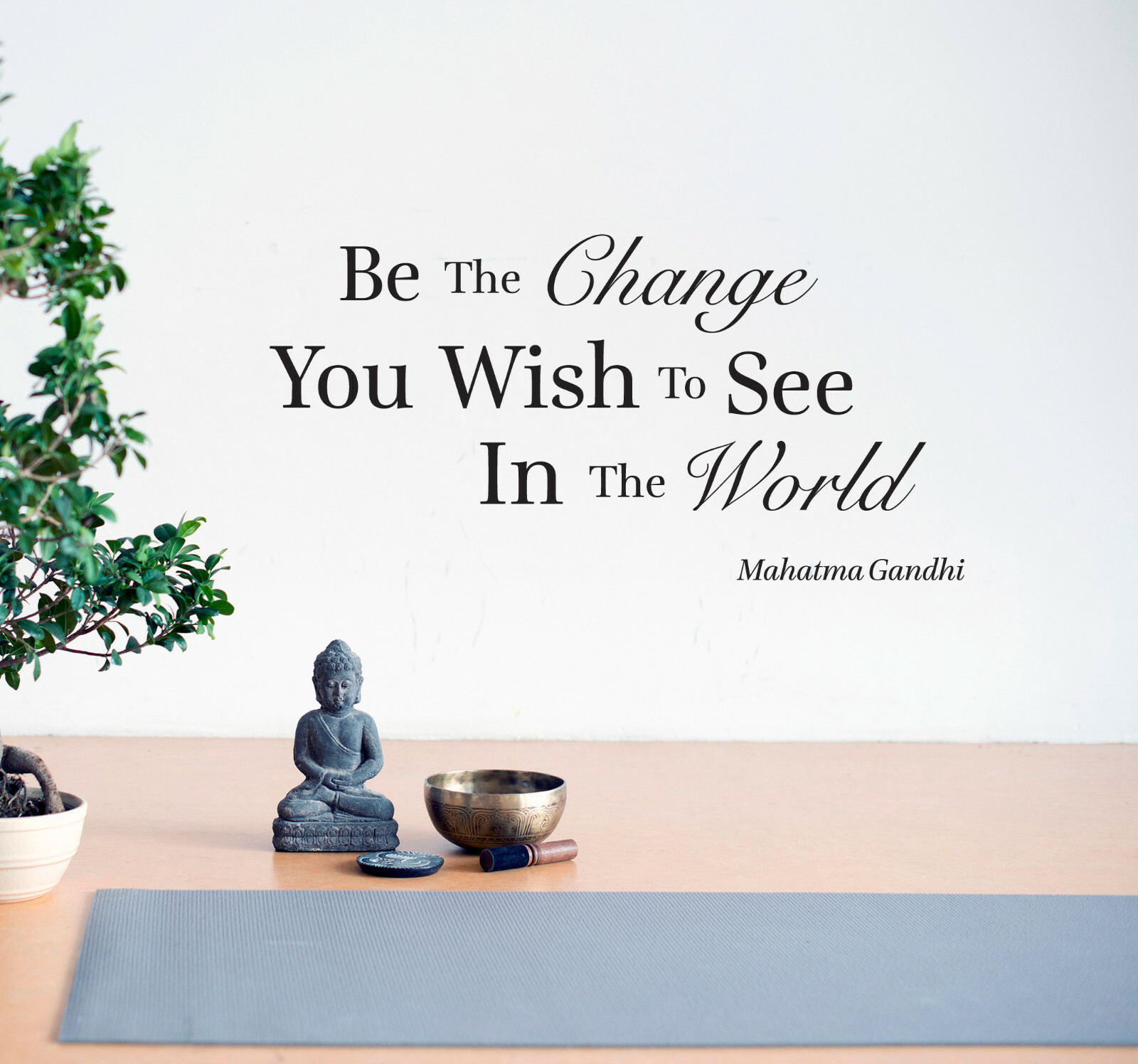 Wall Decal Inspirational Quote Change World Ghandi Vinyl Decor Black gz449