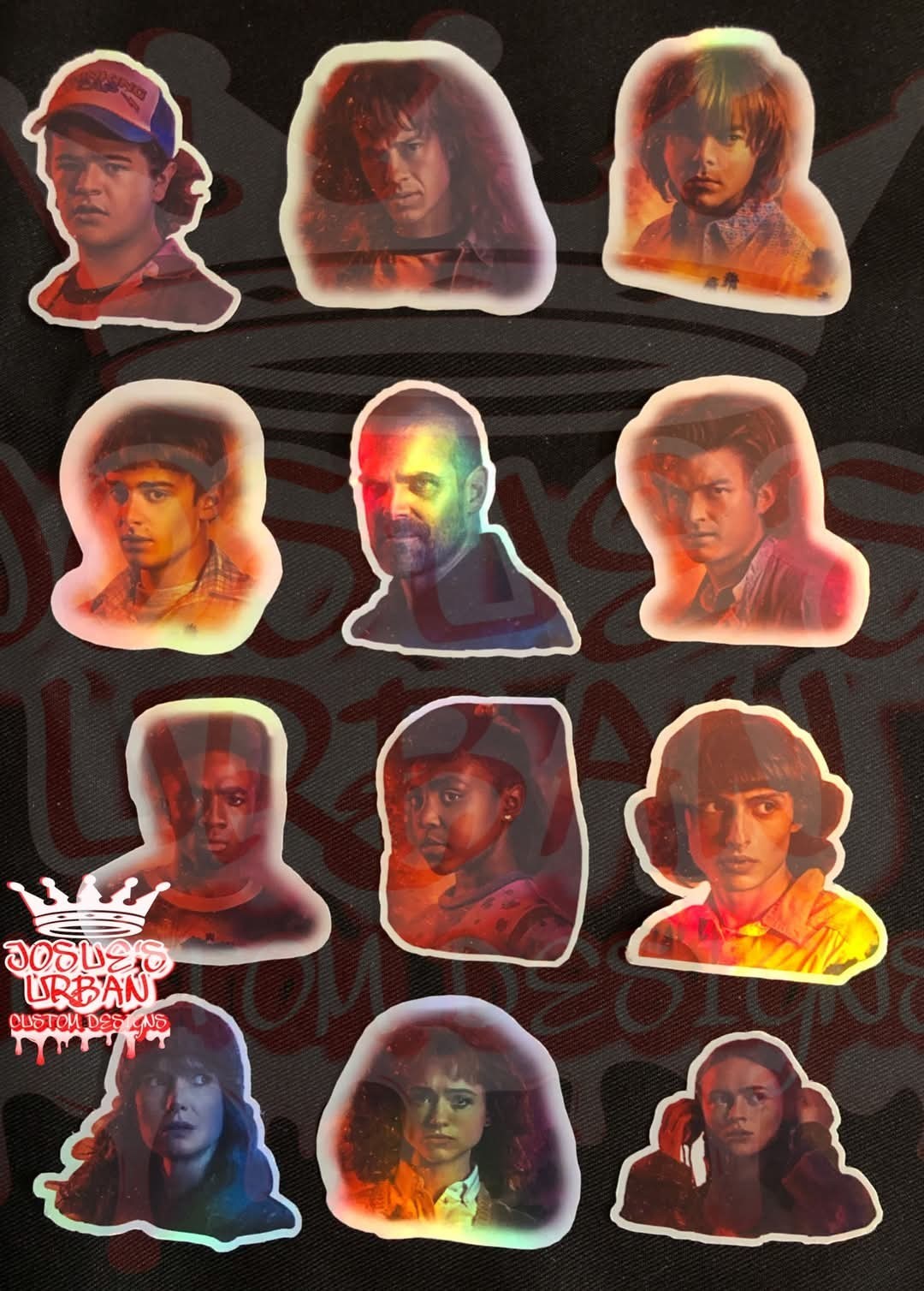 12 pcs Stickers: Stranger Things Holographic Stickers