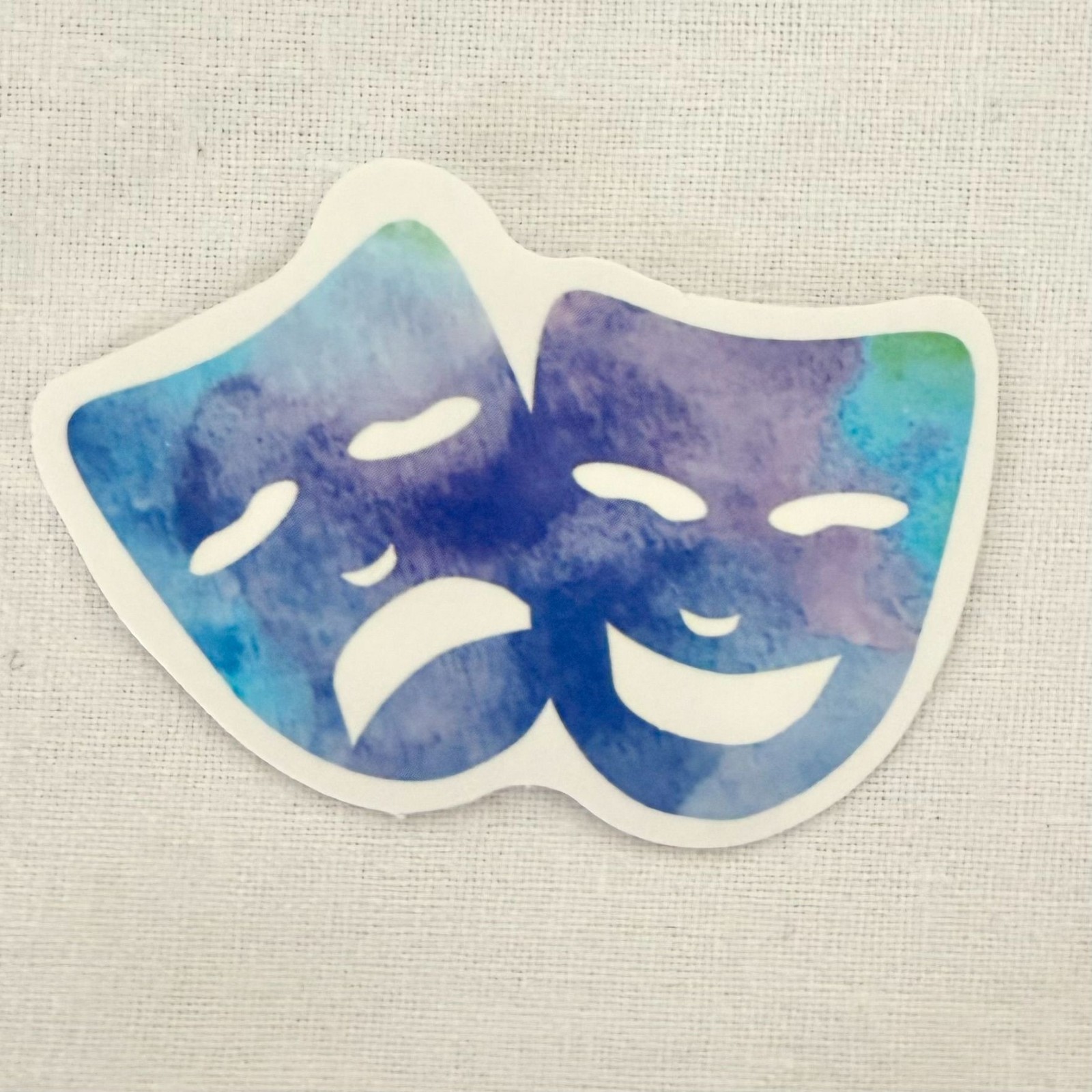 Comedy and Tragedy Masks Vinyl Sticker Theater Drama Waterproof Performers No11