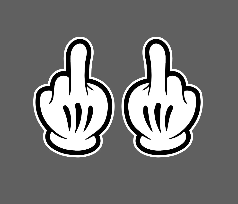 Mickey Mouse Hands the Finger Vinyl Decal Sticker – 2 for 1 – 4"