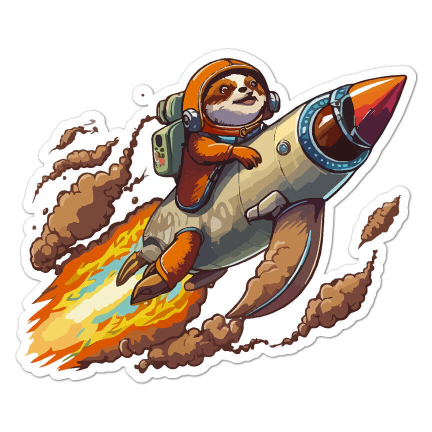 Sloth Rocket Ship Sticker Decal
