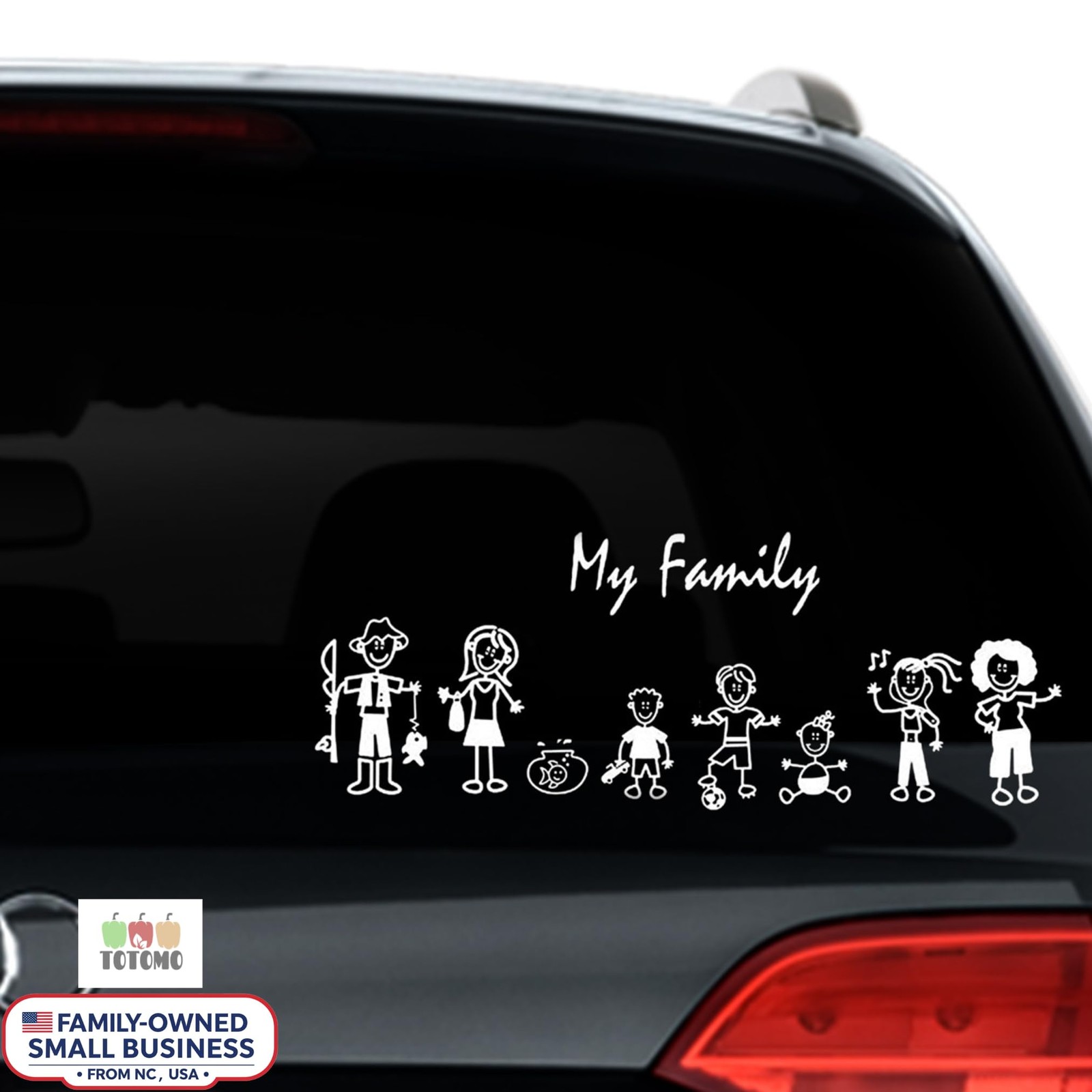TOTOMO 13 Stick Figure My Family Car Stickers (Style#1) with Pet Dog Cat Fami…