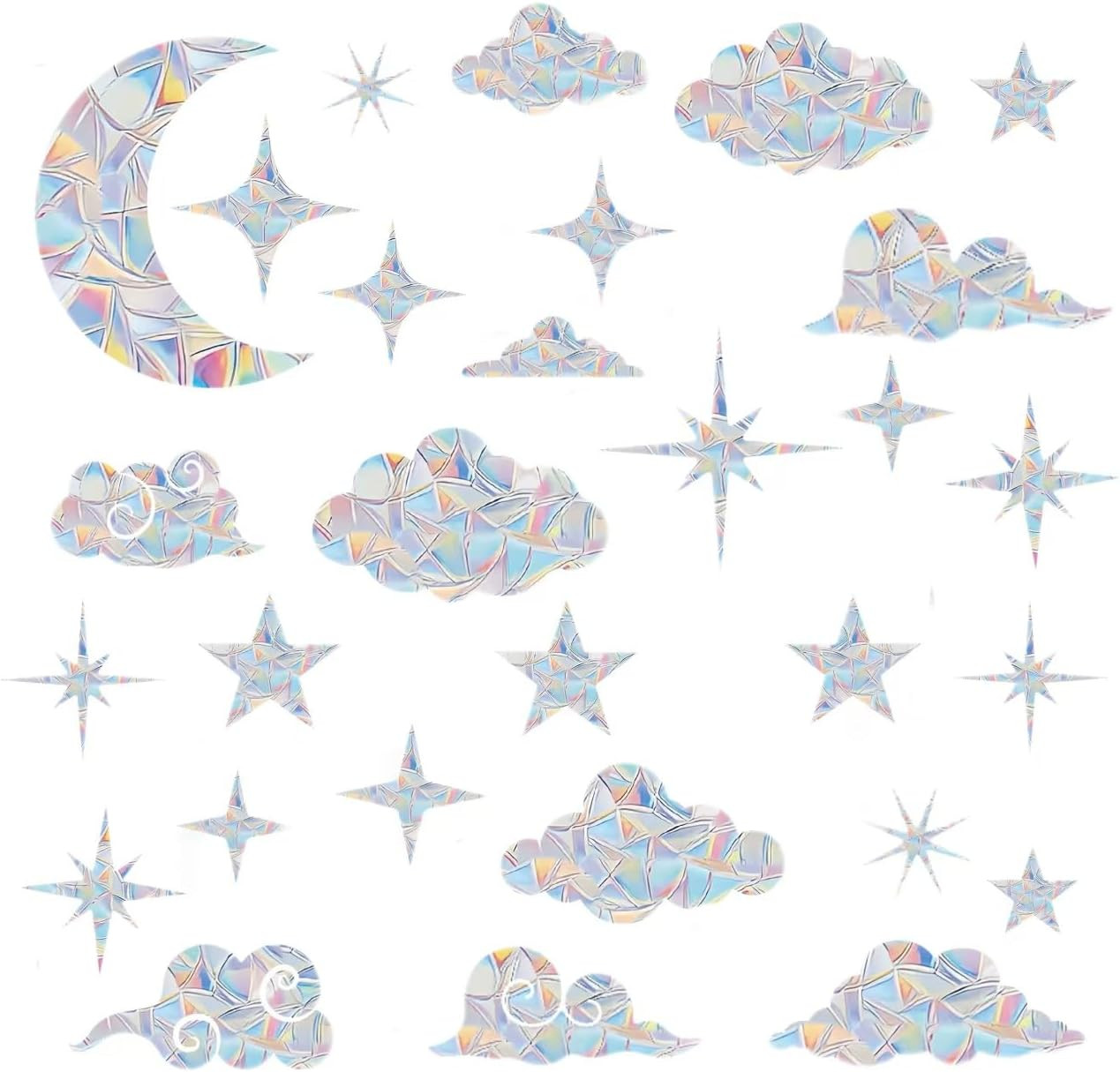 28PCS Rainbow Mushroom and Leaf Window Decals to Prevent Bird Strikes, Anti-Coll