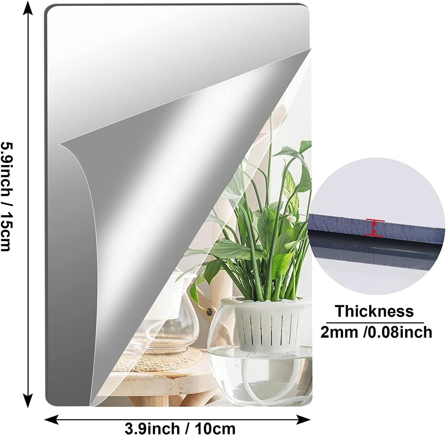 Flexible 8-Pack Acrylic Mirror Sheets, 4×6 Inches – Chic Wall Stickers