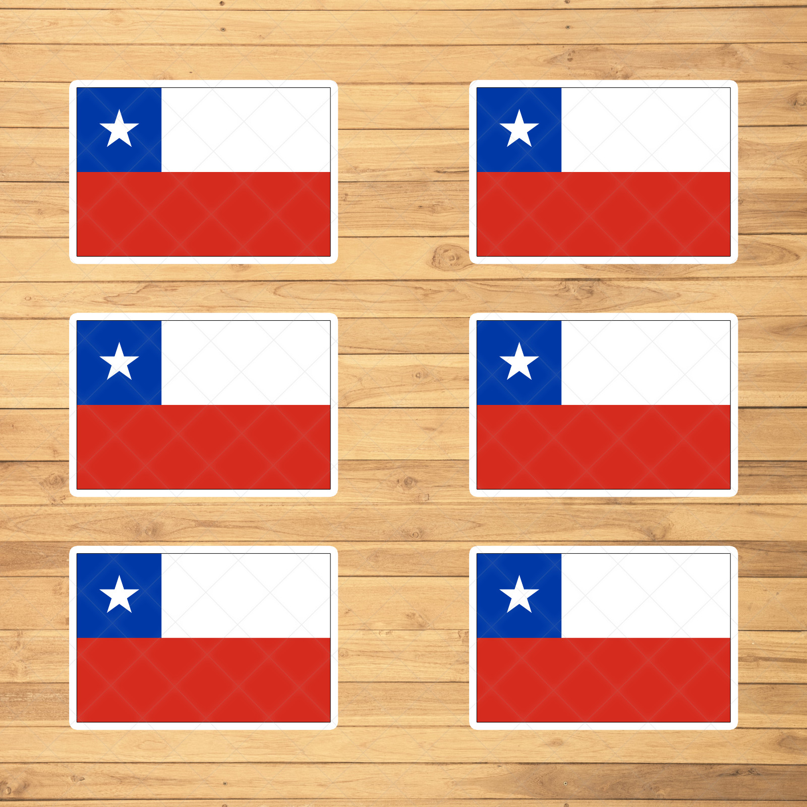 "Set of 6 Chile Flag Stickers – Durable Vinyl Decals for Vehicles, Laptops more