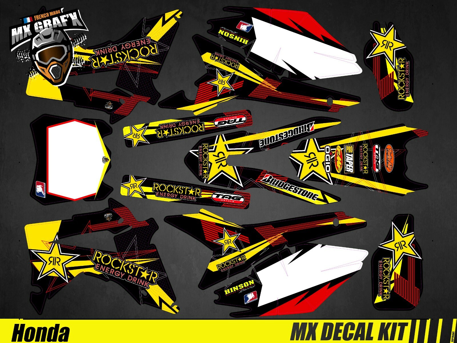 Motorcycle Decal Kit For Honda CRF – ROCKSTAR 2