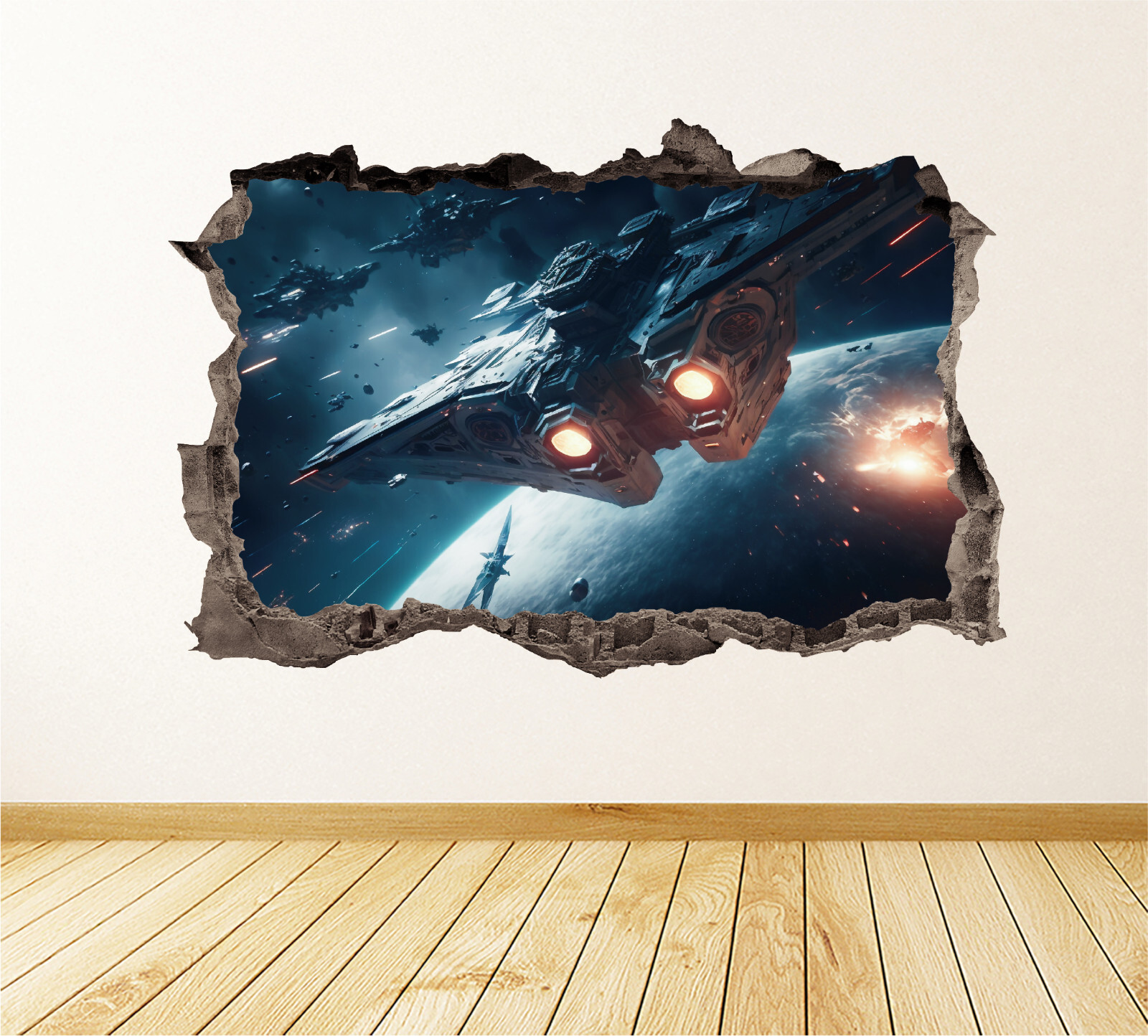 Spacecraft Wall Decal 3D AI Graphic Print Art Sticker Decor Star Space KW88