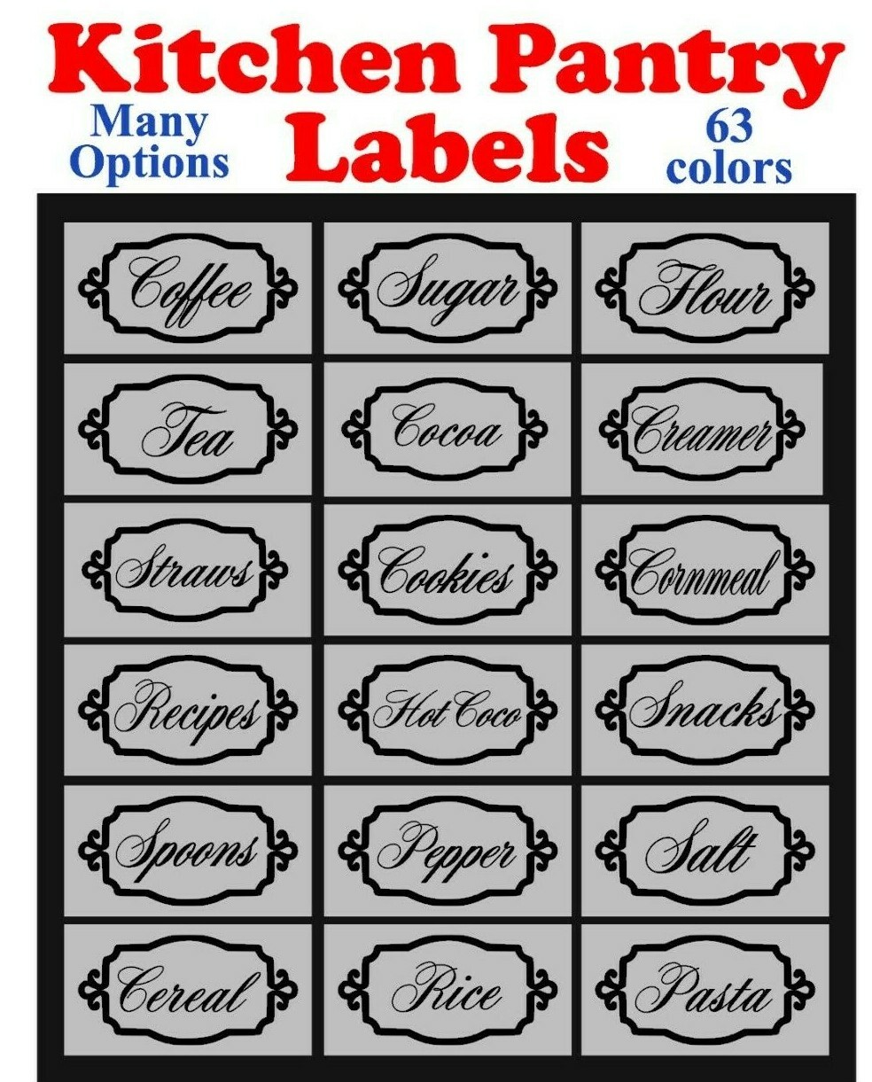 Custom Kitchen Canister label Set Vinyl Decal 63 Colors (Qty 4- see description)