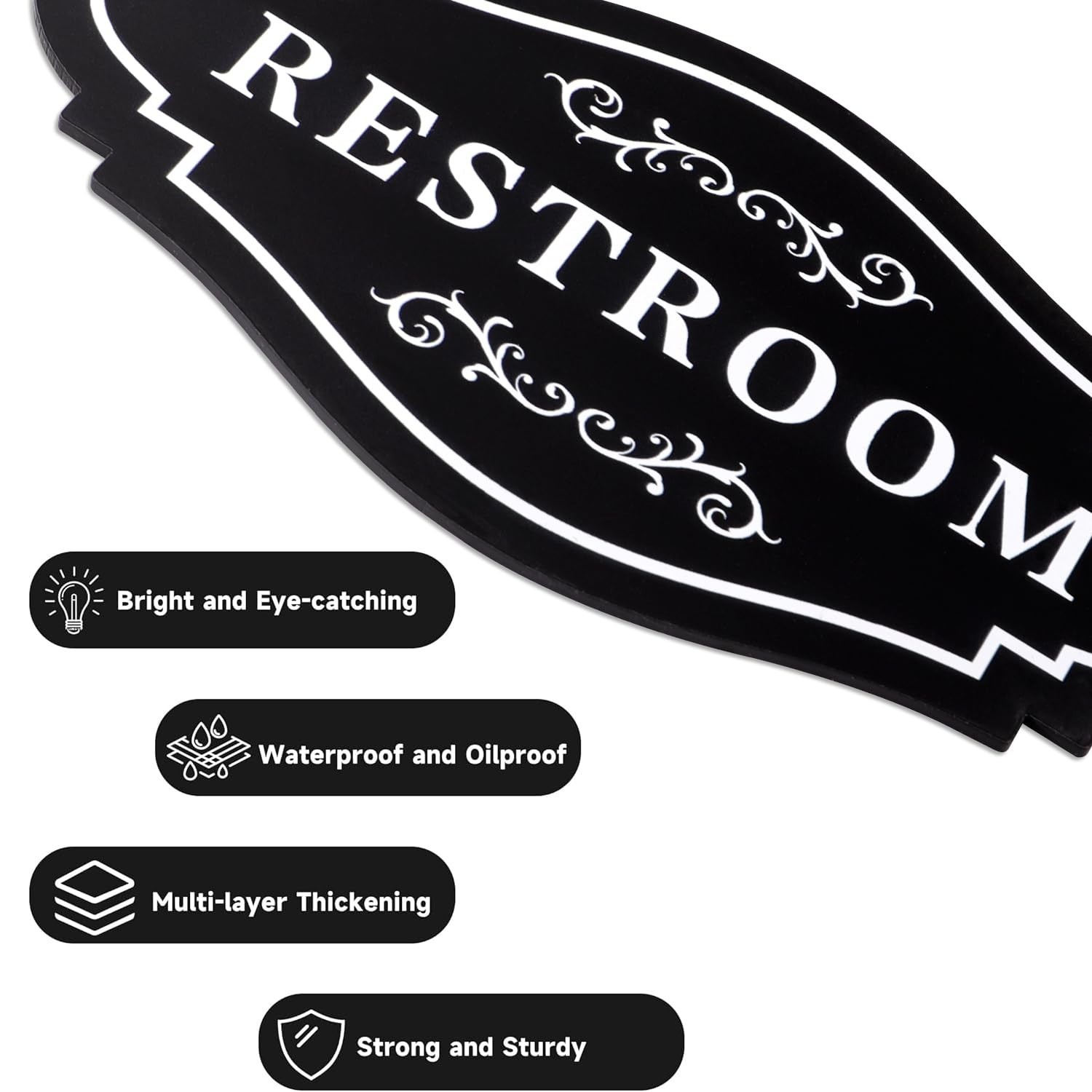 Restroom Sign,restroom signs for business,Modern Bathroom Sign,4 x 8 inch Wat…