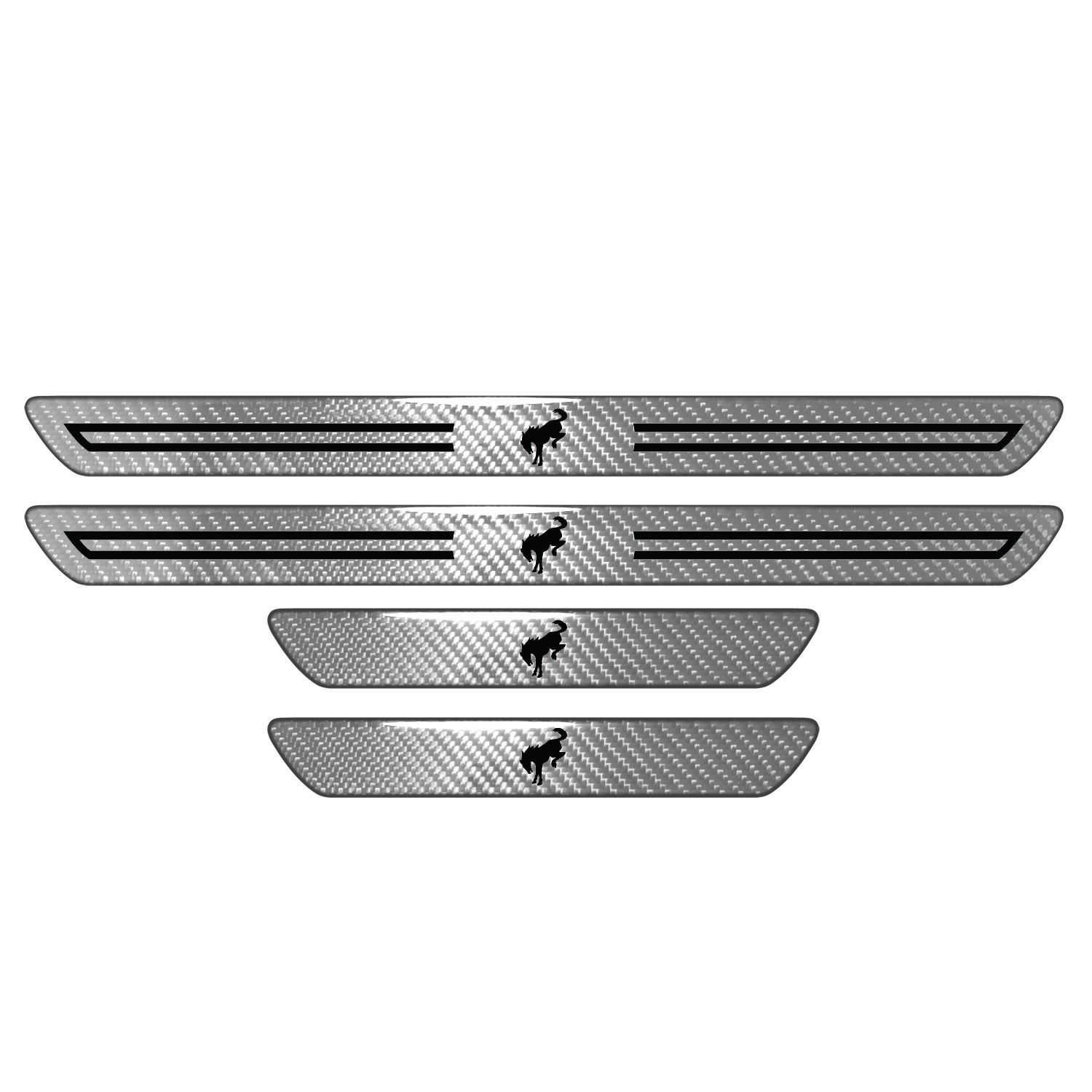 Ford Bronco Logo Silver Carbon Fiber Universal Door Sill Protector Kick Plates