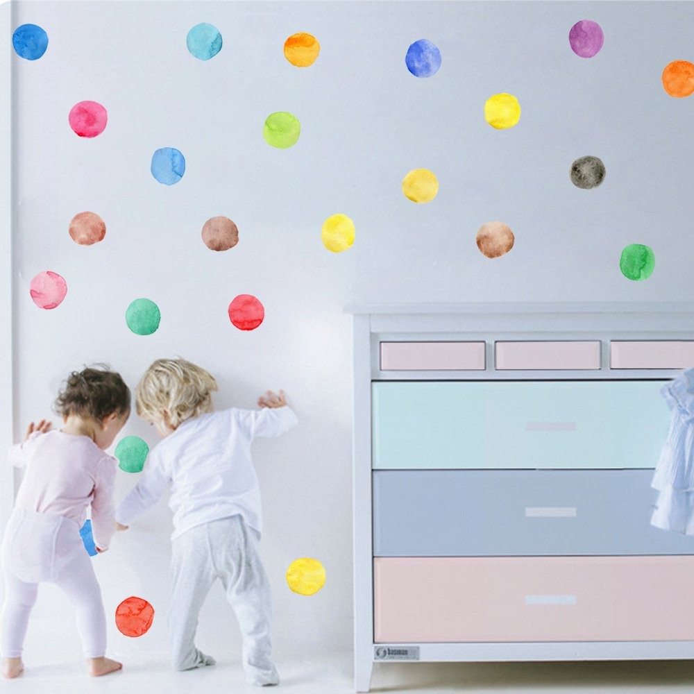 Colorful Polka Dot Wall Decals, Room and Nursery Decor, Dots Wall Sticker Rai…