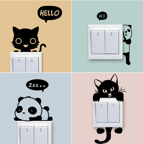 Cartoon Animals Wall Decals Light Switch Wall Stickers DIY Home Decoration