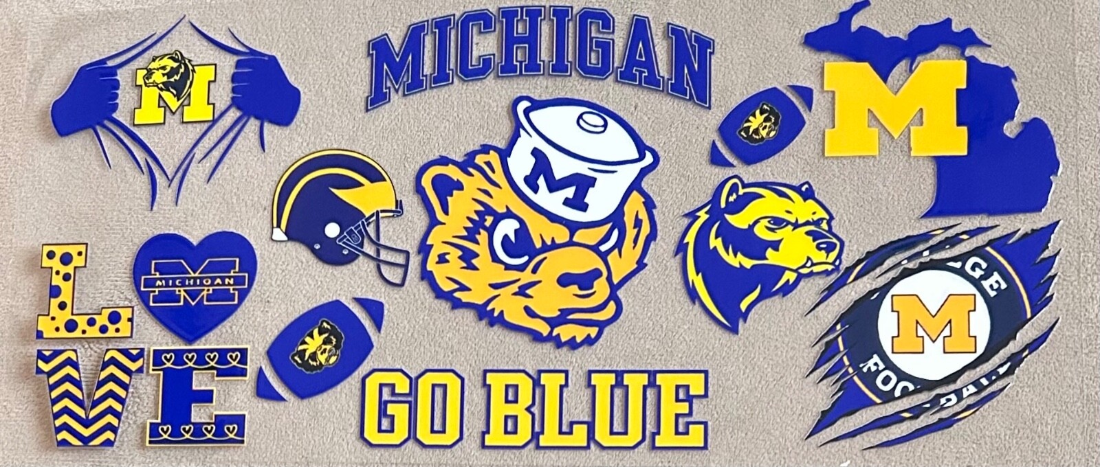 NEW College University of Michigan Transfer Sticker DIY Cup Wrap Glasses Bottles