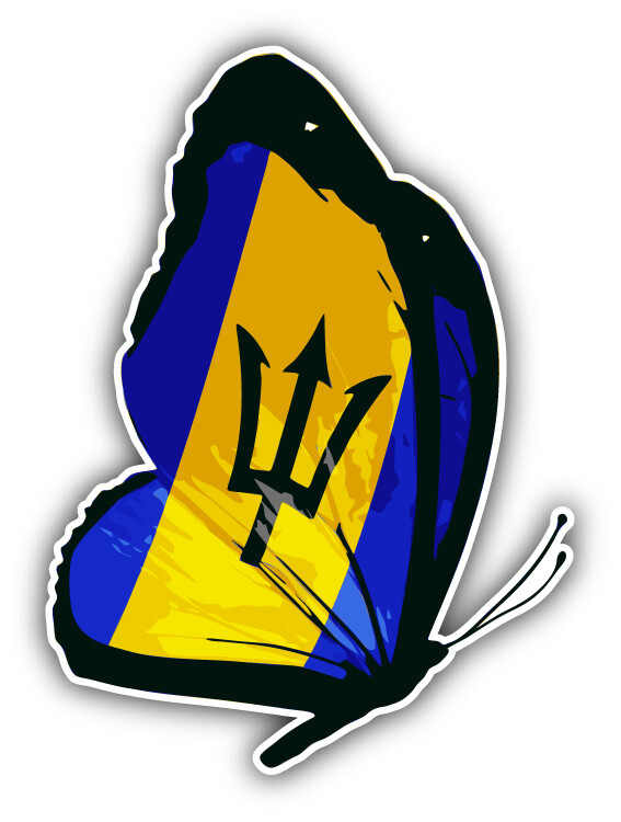 Barbados Flag Buttefly Car Bumper Sticker Decal