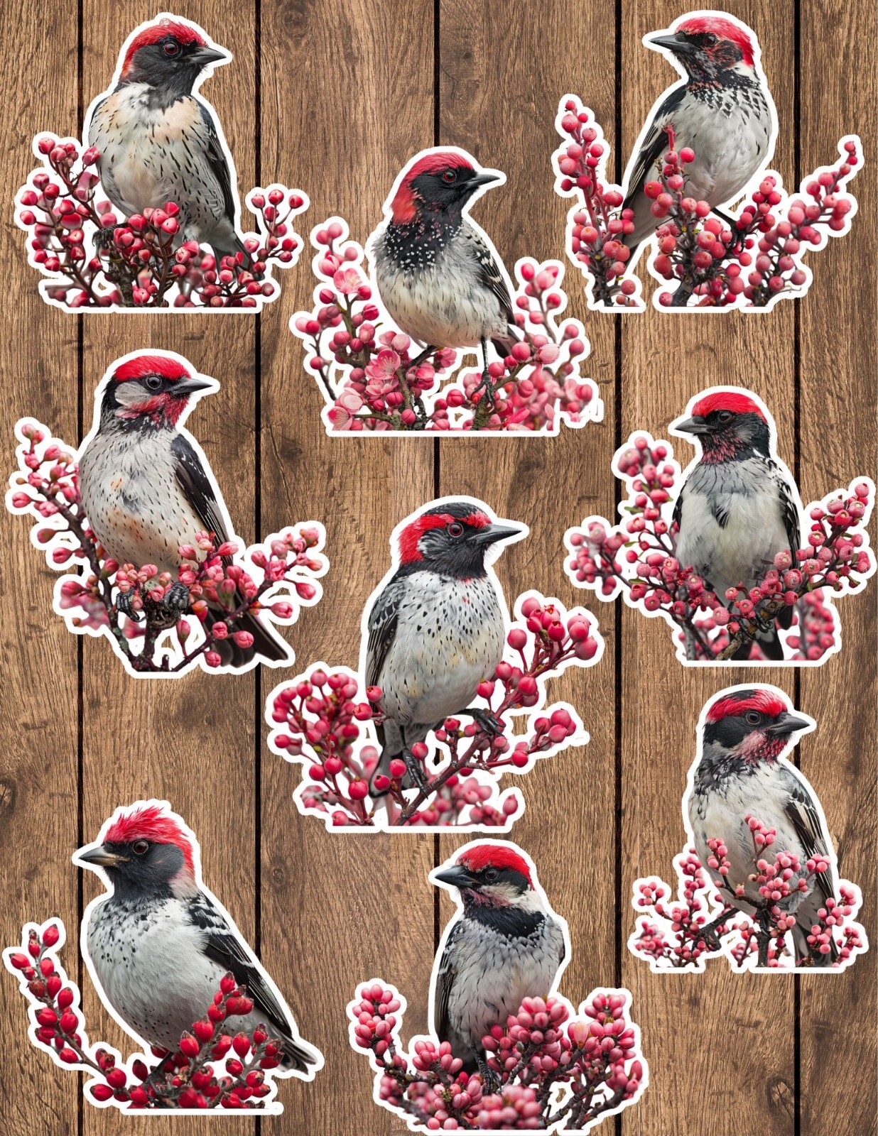 Perched Woodpecker Die Cut Vinyl Stickers Set Notebook Laptop Waterbottle
