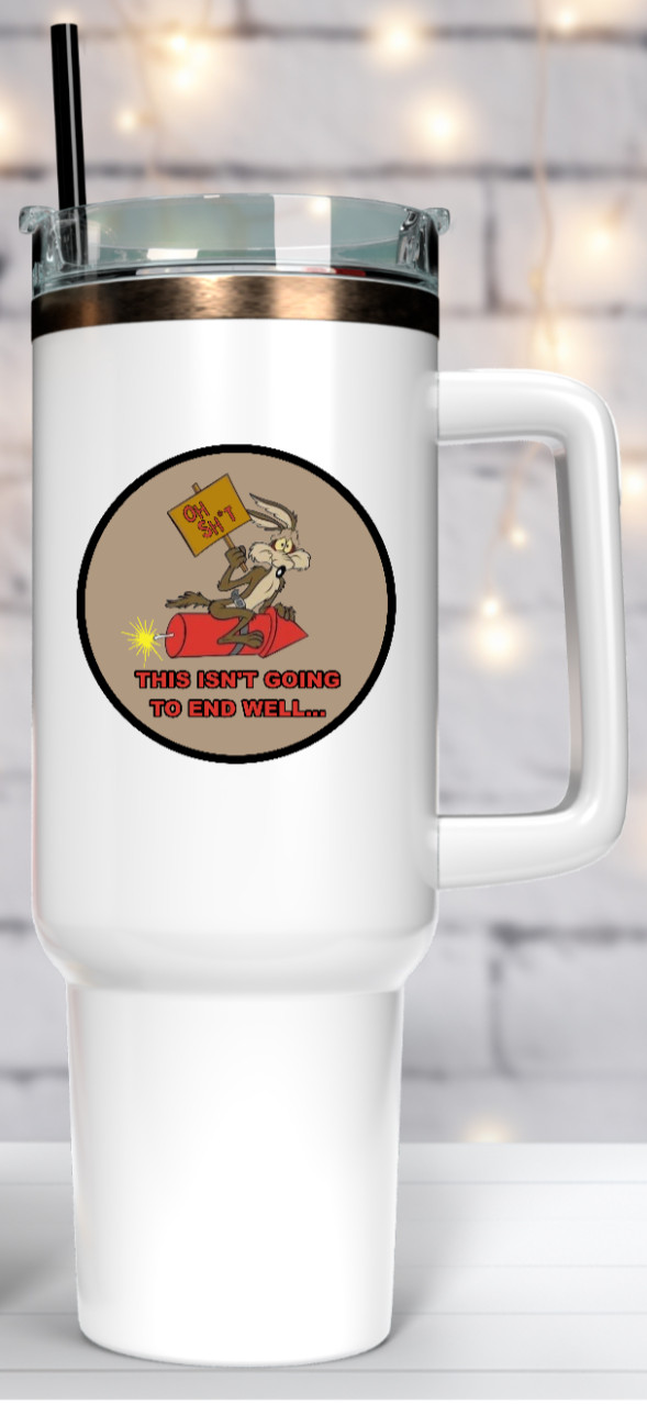 Wile E (Not End Well) – 4" Handmade Vinyl Decal Vehicle Laptop Cooler Cup Grill