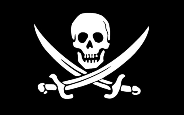 JOLLY ROGER PIRATE FLAG Skull Swords Vinyl Decal Car Sticker 6.5w x 4h US SELLER