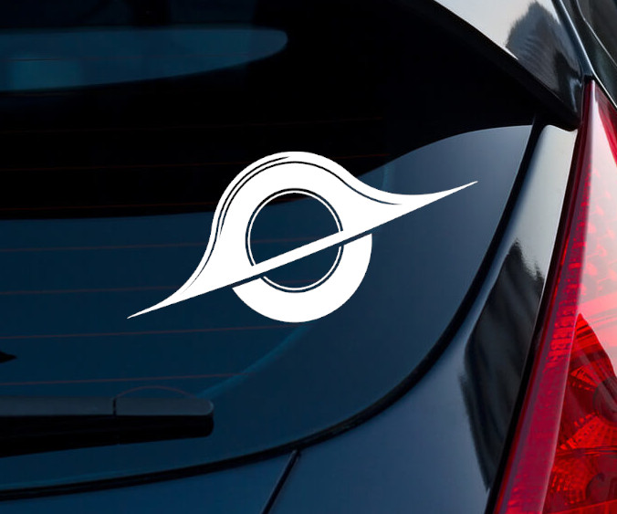Black Hole Outer Space Indoor Outdoor Matte White Vinyl Decal 5.6"x2.6"