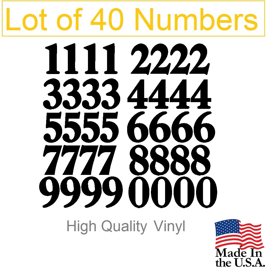 Lot of 40 White or Black Vinyl Mailbox,Tool Box,Locker Numbers Decal [Caslon Ad