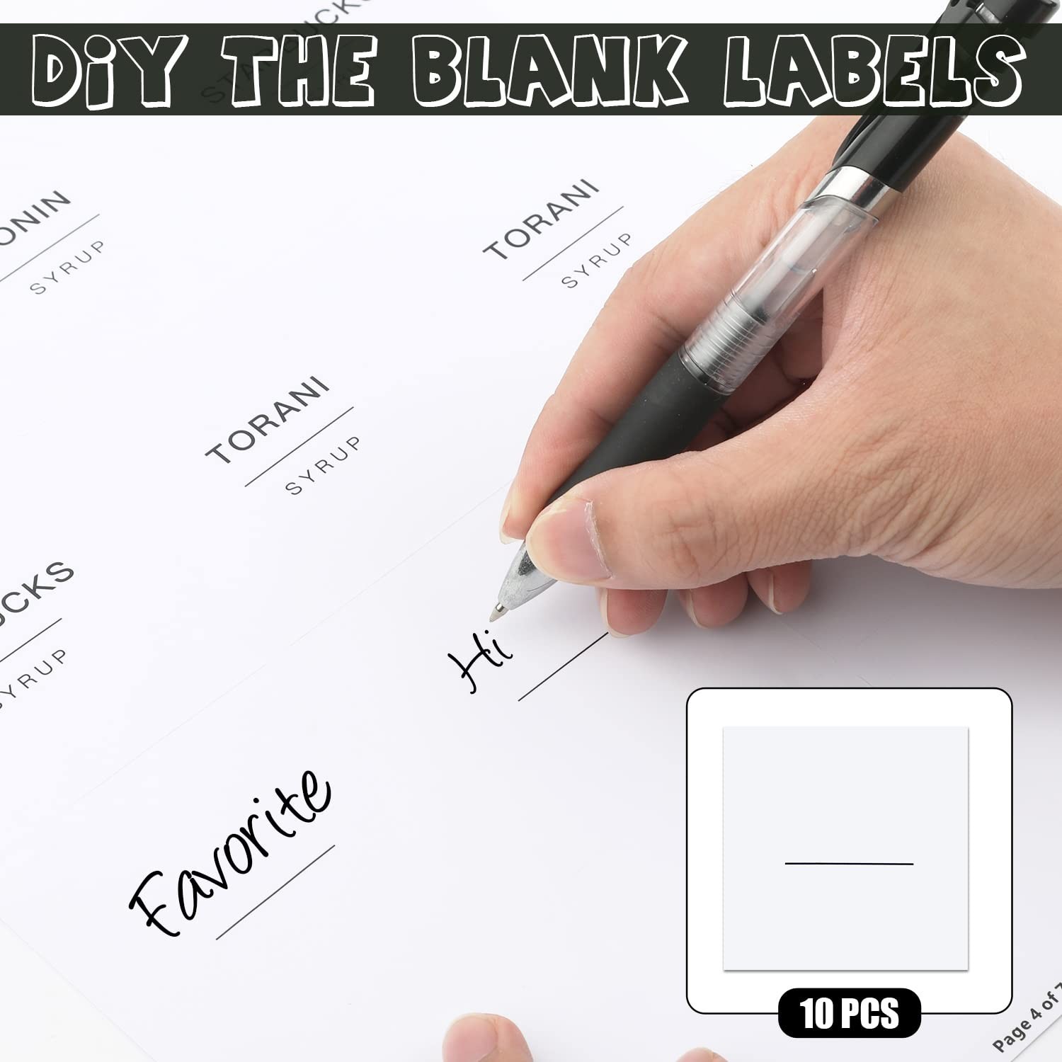 AIEX Coffee Syrup Labels, 84pcs Waterproof White Minimalist Stickers for Bott…