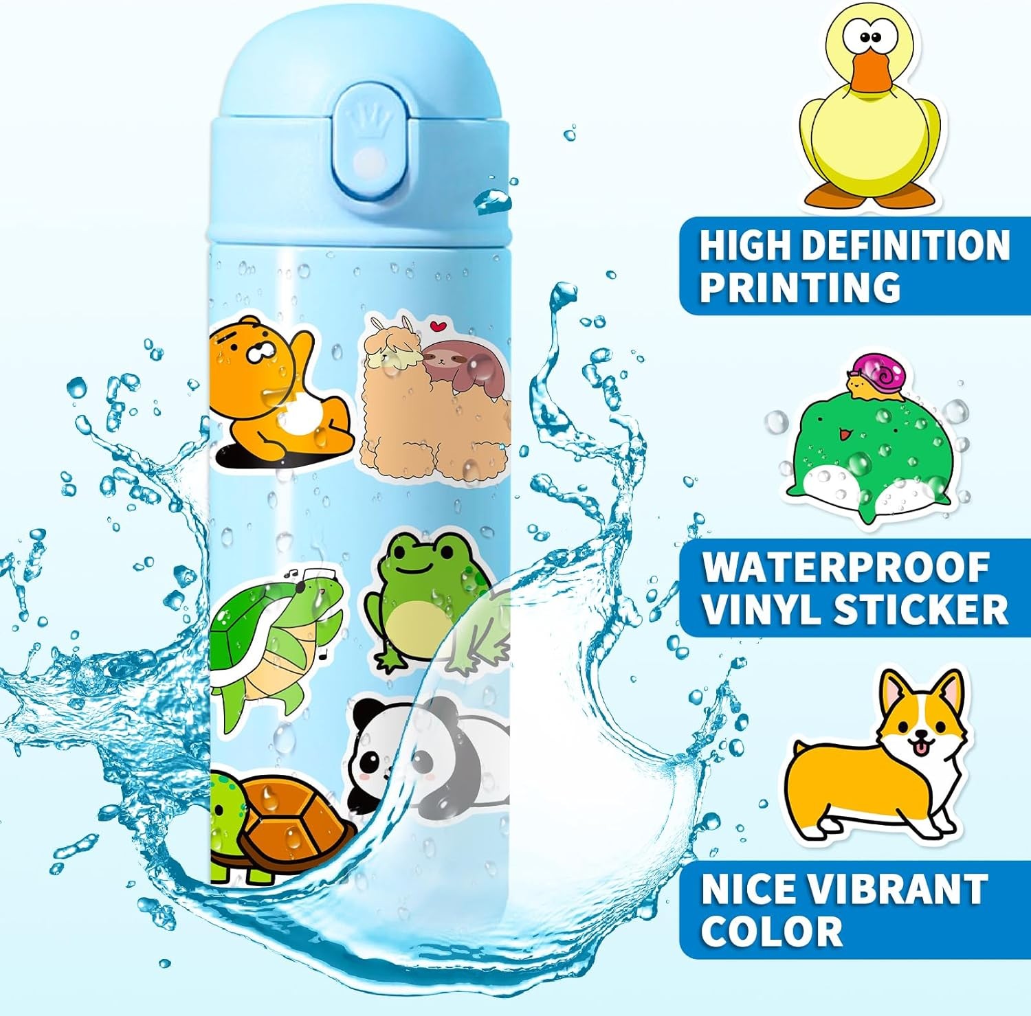 100Pcs Water Bottle Stickers, Safe Fade-Resistant Waterproof Vinyl Stickers for
