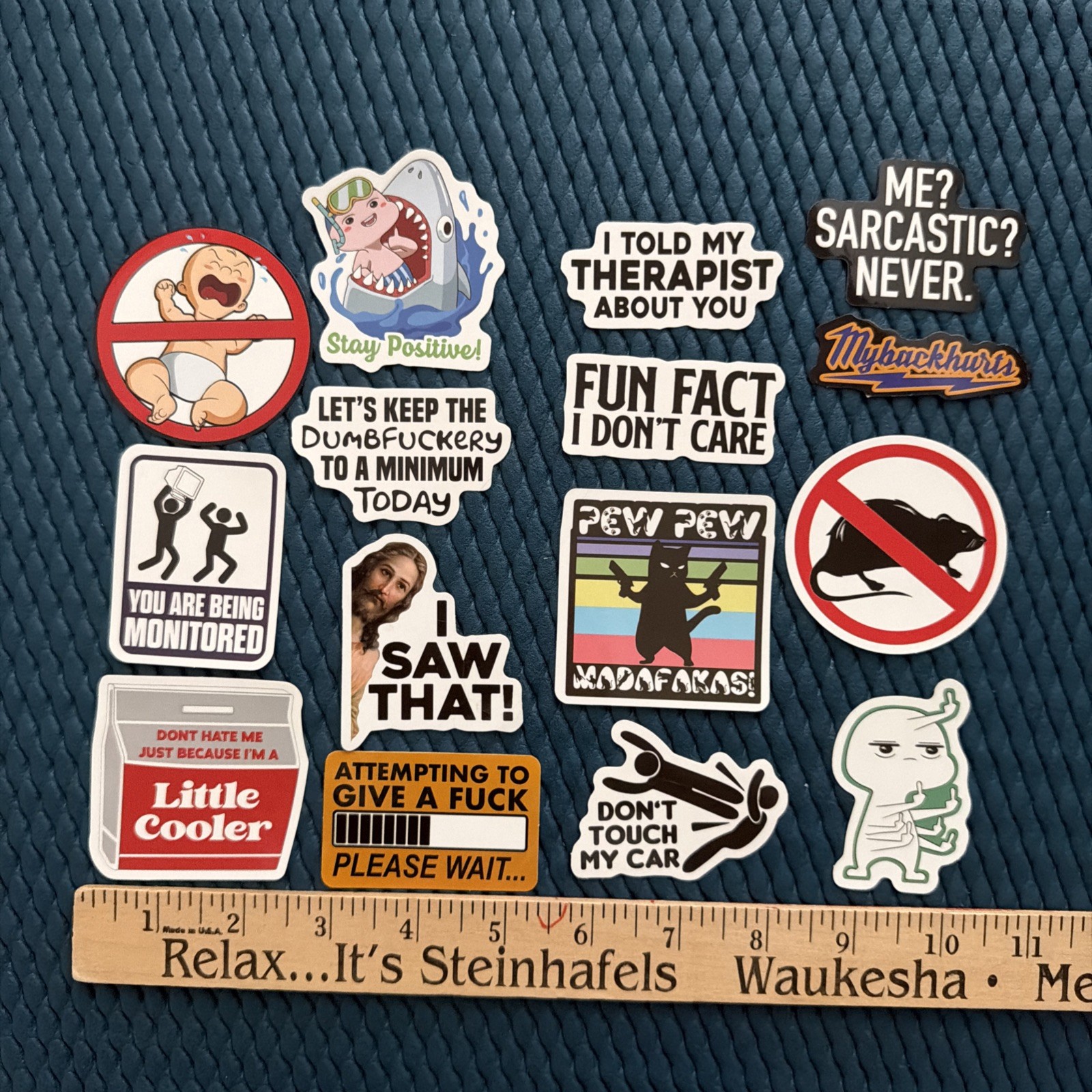 Funny and Sarcastic Glossy Printed Vinyl Stickers 15 Pieces