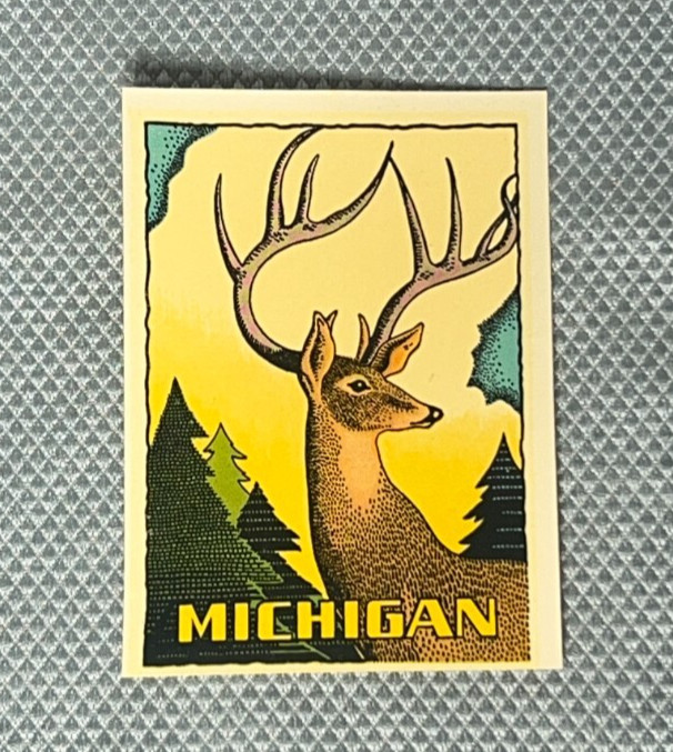 Vintage Michigan Buck Decal in Original Sleeve by Duro Decal Co., Chicago, IL