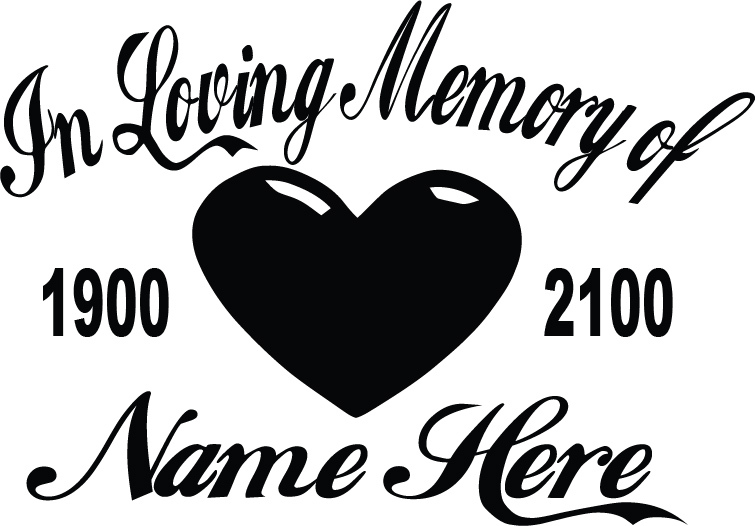 In Loving Memory Of – Heart Love Sticker Decal Window Memorial Personalized