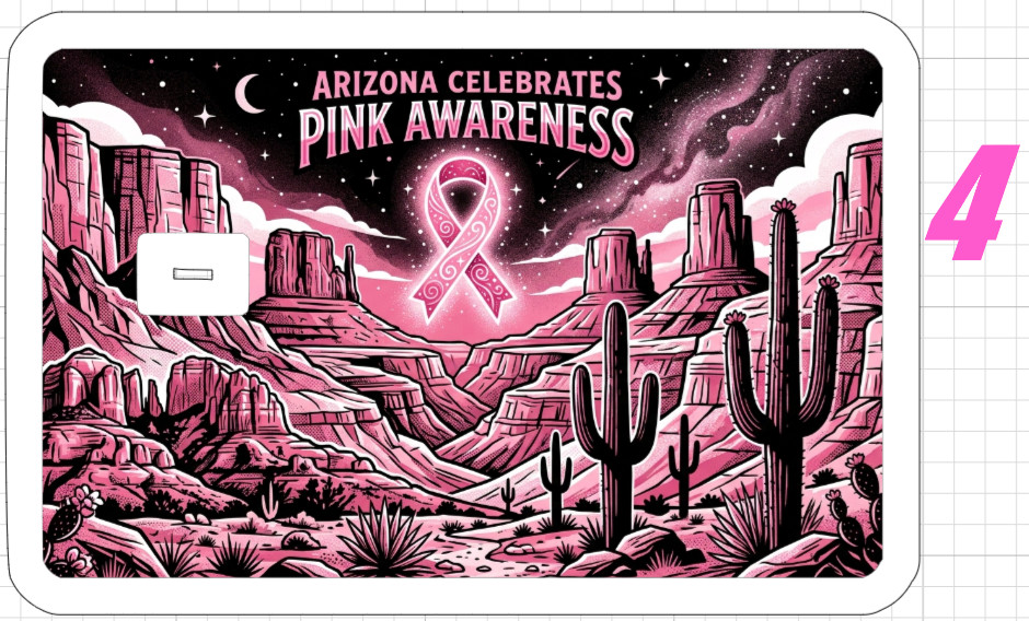 Arizona Pink Ribbon Gift Credit Debit ATM Card Skin Sticker Breast Cancer Women