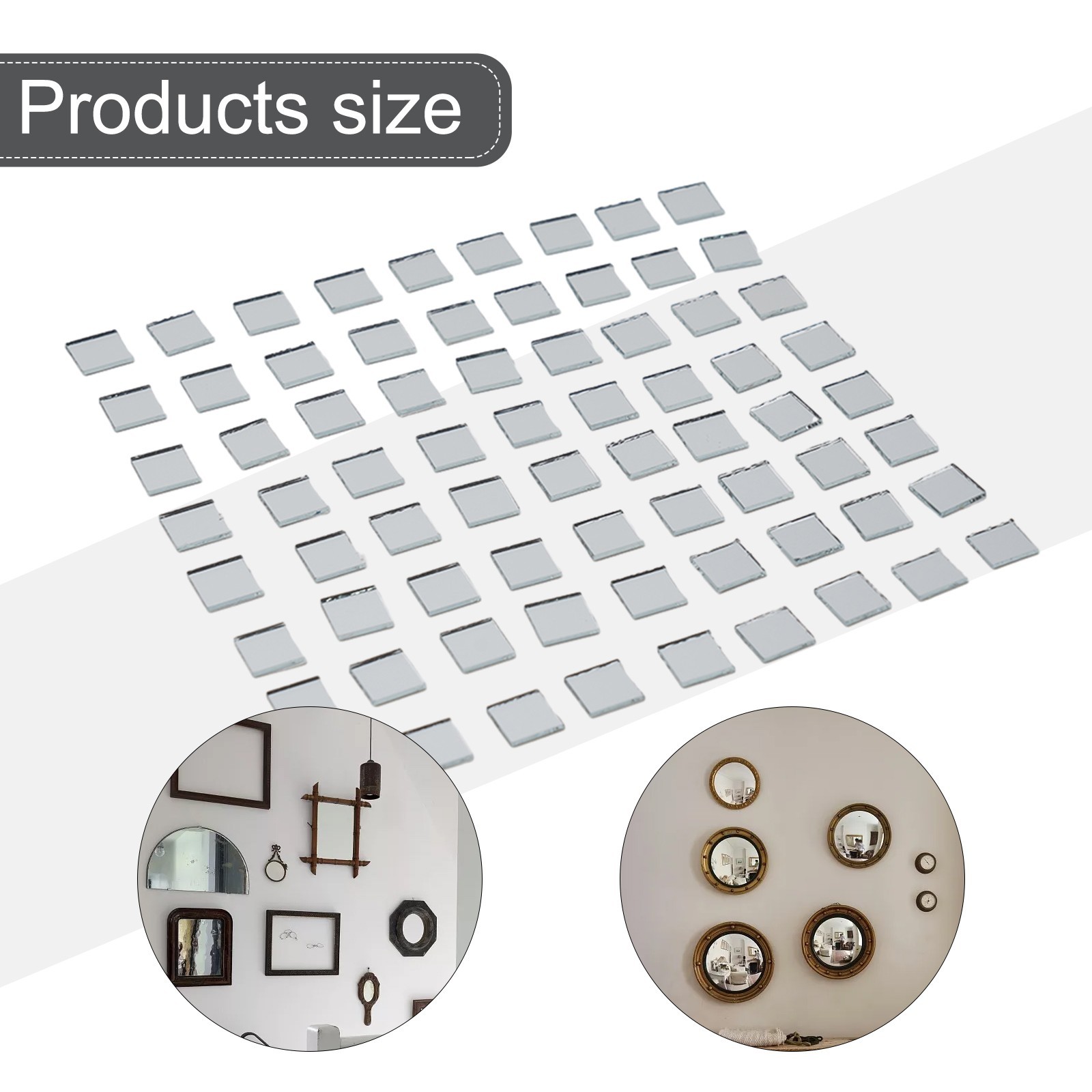 Mirror Stickers Gold Rose Gold Self-adhesive Silver Small Square Tiles
