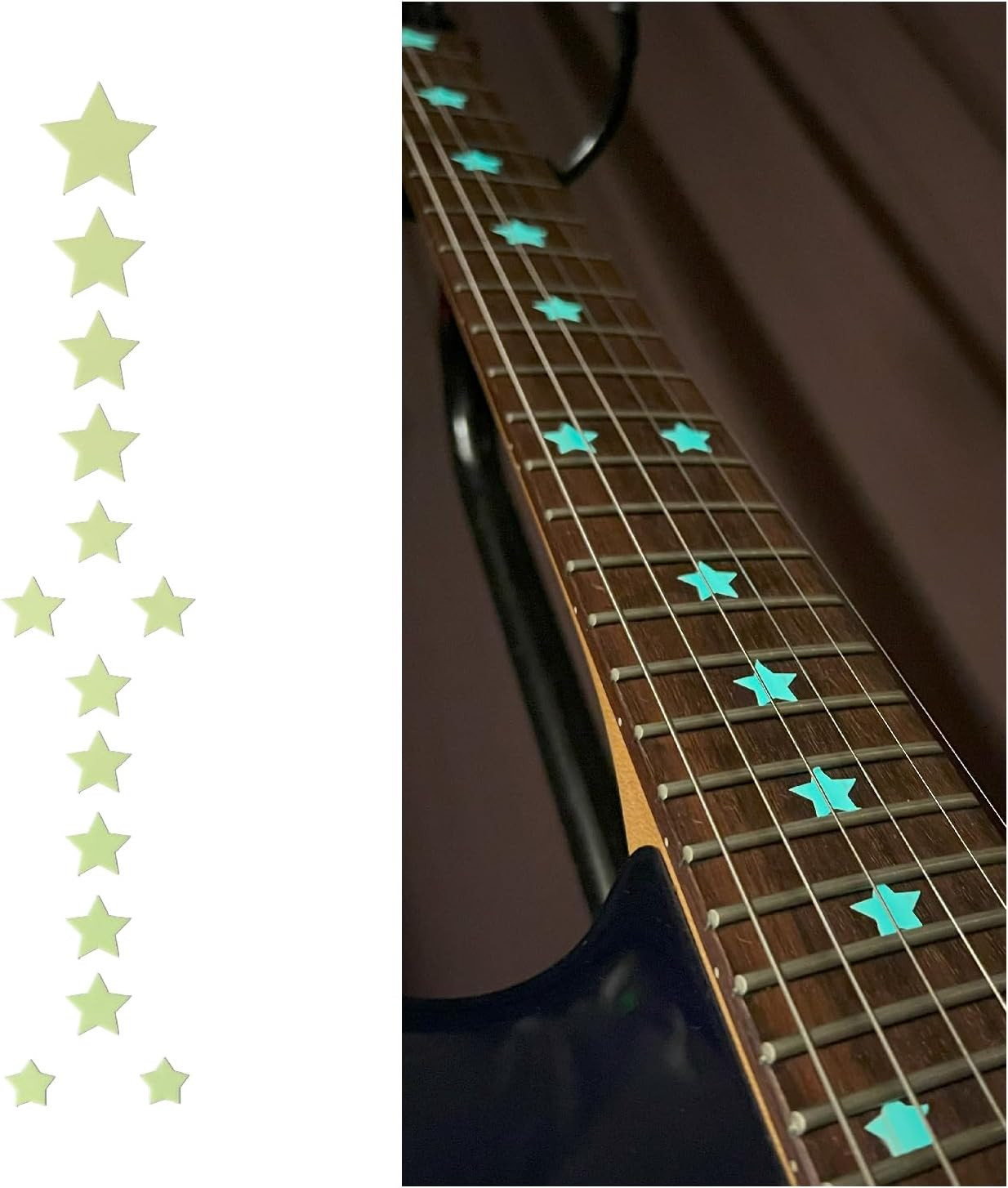 Glow in the Dark/Stars – Fret Markers for Guitars & Bass/Sticker/Decal by