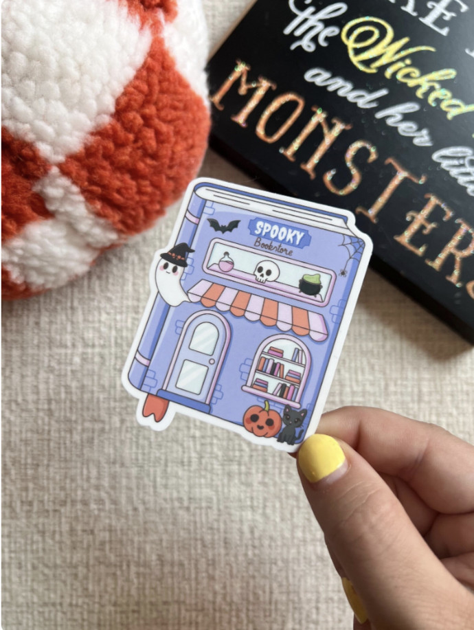 Cozy Bookstore Sticker Autumn Reading Vibes for Journals and Gifts
