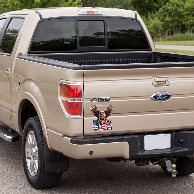 2 Pack USA Eagle Decal Sticker Faith Family Freedom Patriotic Car Truck Vinyl